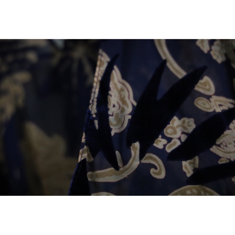 Laasoul Navy & Gold Floral Kimono Open Front Sheer Cover Up Bohemian Resort Wear - Picture 6 of 7